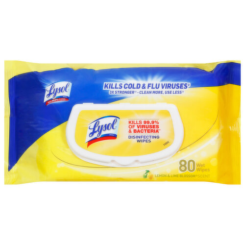 Lysol Disinfecting Wipes, Lemon & Lime Blossom Scent