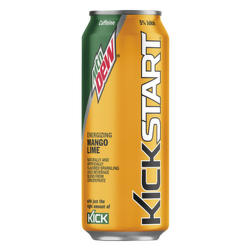 Mtn Dew KickStart Soda, Energizing, Mango Lime