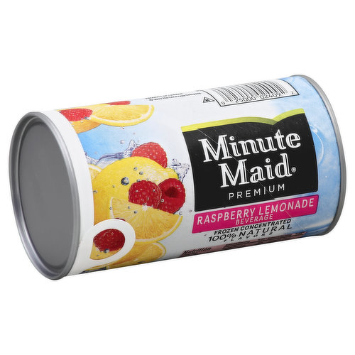 Made with real lemons. A good source of vitamin C. 100% natural flavors. Per 8 fl oz Prepared: 110 calories. www.minutemaid.com. 13% juice blend. A blend of lemon and raspberry juice concentrates and other ingredients. Product of Canada.