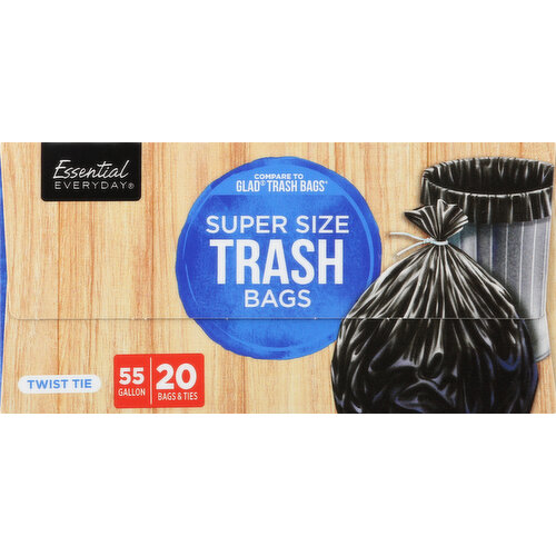 Essential Everyday Trash Bags 20 ea, Trash Bags