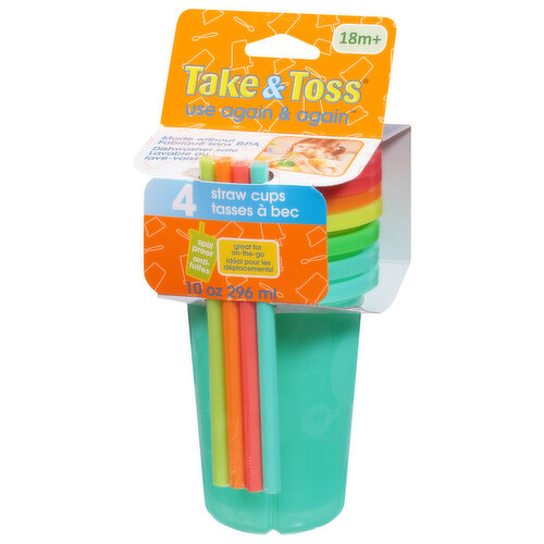 The First Years Take & Toss Spill-Proof Straw Cups, 10-Ounce