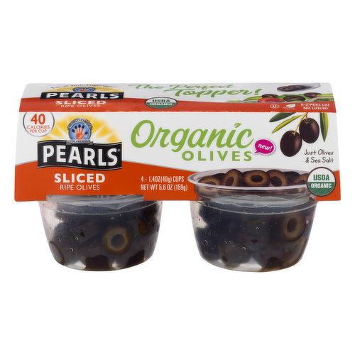 Pearls Olives, Ripe, Organic, Sliced
