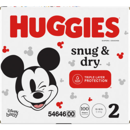 Couche Bébé HUGGIES N°2 3-6Kg 64PCS