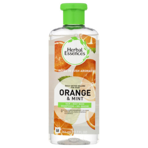 Herbal Essences Hair + Body Wash, Shampooing + Gel Douche, Orange & Mint