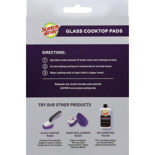 NEW 2-Pack Scotch-Brite Wand Replacement Heads for Glass Cooktops  White/Purple