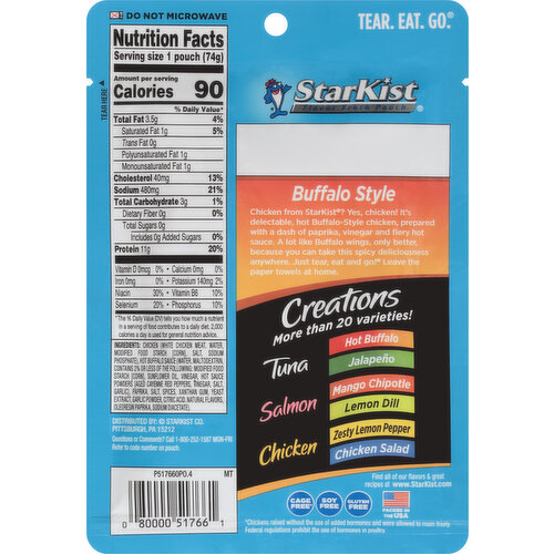 StarKist Chicken Creations Chicken in Sauce, Premium, White, Buffalo Style, Bold