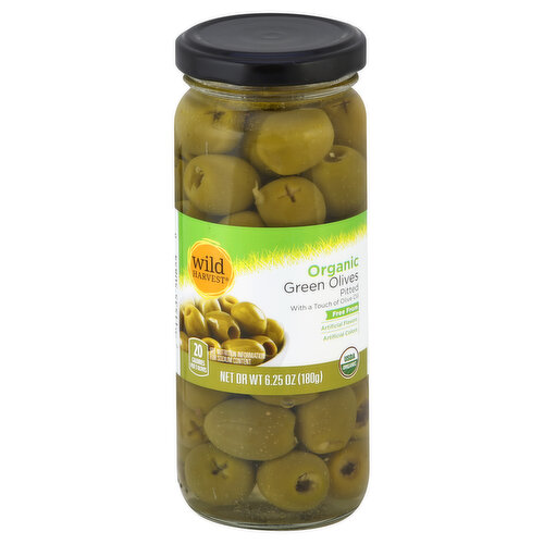 Wild Harvest Olives, Green, Organic, Pitted