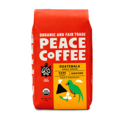 Peace Coffee Organic Ground Coffee, Guatemala, Dark Roast