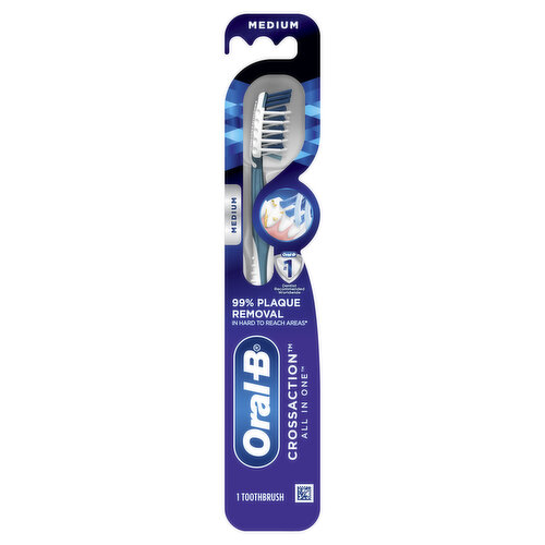 Oral-B Pro Health CrossAction All In One Toothbrush, Deep Plaque Removal, Medium, 1 Count