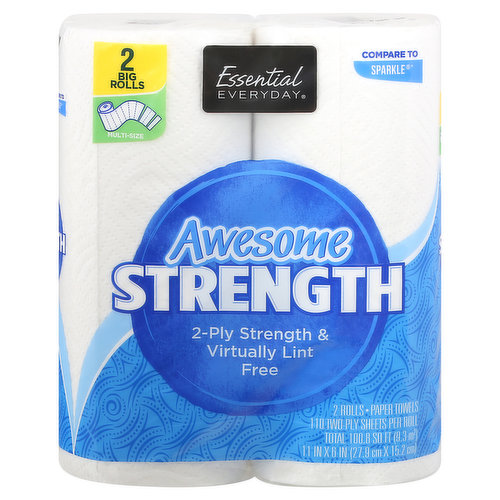 Essential Everyday Paper Towels, Awesome Strength, Big Roll, 2-Ply