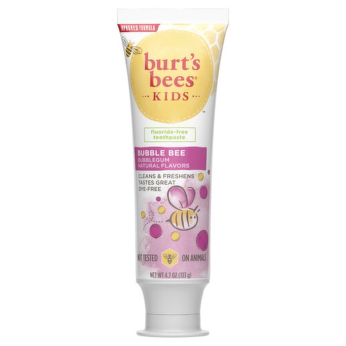 Burts Bees Kids Toothpaste, Natural Flavor, Fluoride Free, Bubble Bee 4.7 oz