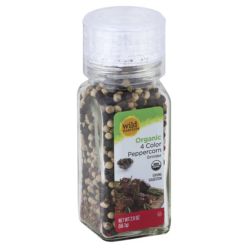 Wild Harvest Peppercorn Grinder, Organic, 4 Color