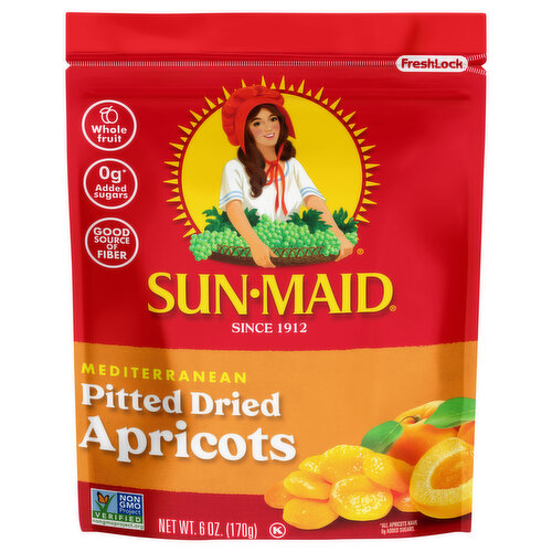 Sun-Maid Mediterranean Pitted Dried Apricot 6oz Fresh-Lock® Zipper Stand-up Bag