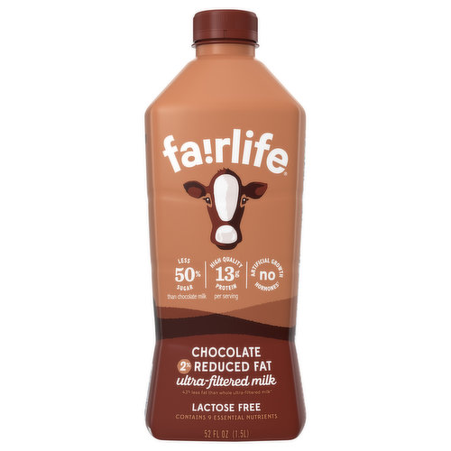 Contains 9 essential nutrients. Workout recovery by Fairlife. Soft filters concentrate our milk's goodness, like protein & calcium while filtering out half of the natural sugars. From farm to bottle, our system allows us to trace our milk back to the farms from which it came. We strive to deliver quality every step of the way. Sip, drink & chug ultra-filtered milk enjoy!. Homogenized, Pasteurized. We don’t use rBST, but you deserve the whole story! Learn more at fairlife.com. No artificial growth hormones (FDA states: no significant difference has been shown between milk from cows treated and not treated with rBST growth hormones).