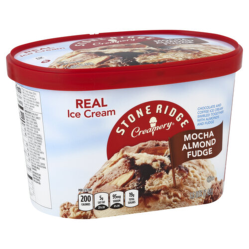 Stone Ridge Creamery Ice Cream, Real, Mocha Almond Fudge