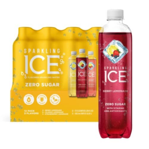 Sparkling Ice Sparkling Water, Zero Sugar, Lemonade Pack, 12 Pack