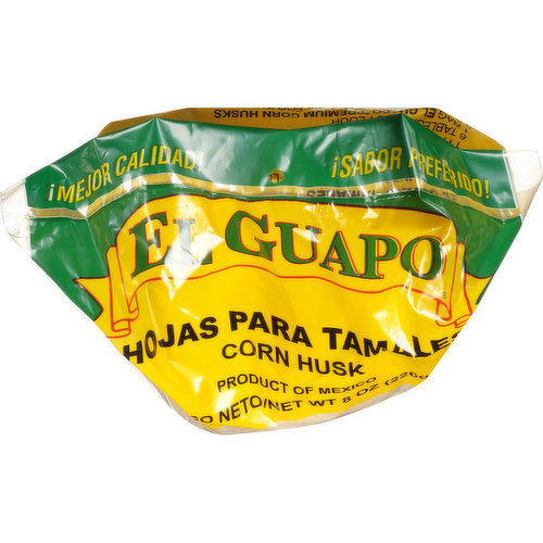 El Guapo Whole Corn Husks (Hoja Enconchada Para Tamales), 8 oz, Hispanic