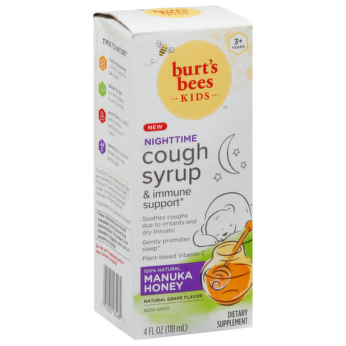 Cough Syrup, Manuka Honey, Nighttime, Natural Grape Flavor, 3+ Years