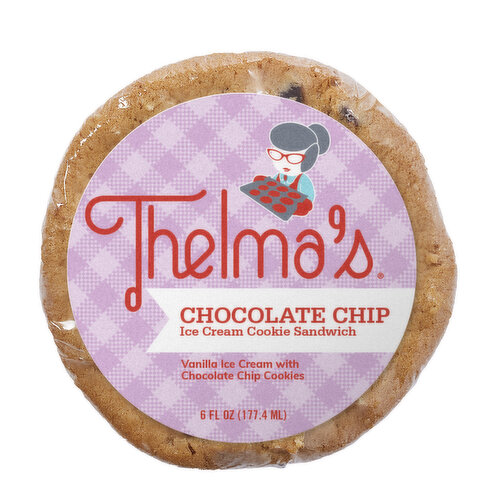 Thelma's 6 oz. Ice Cream Sandwich Thelma's Chocolate Chip with Vanilla Ice Cream Sandwich 6 Fluid Ounce