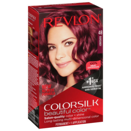 Revlon ColorSilk Beautiful Color Permanent Hair Color, Burgundy 48