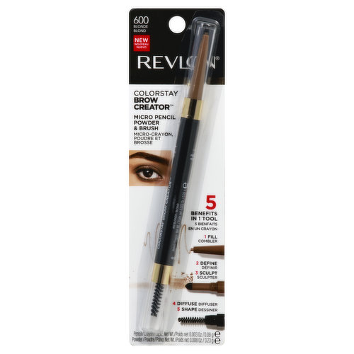 Revlon ColorStay Micro Pencil Powder & Brush, Brow Creator, Blonde 600