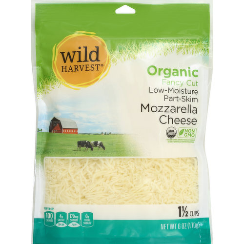Wild Harvest Cheese, Part-Skim, Organic, Mozzarella, Fancy Cut, Low-Moisture
