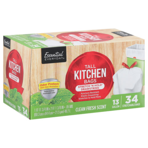 Essential Everyday 13 Gal Tall Kitchen Hawaiian Scent Trash Bags - 40 ct