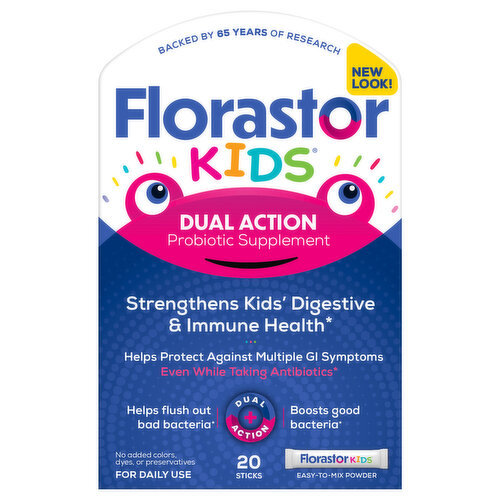 FlorastorKids Probiotic Supplement, Dual Action
