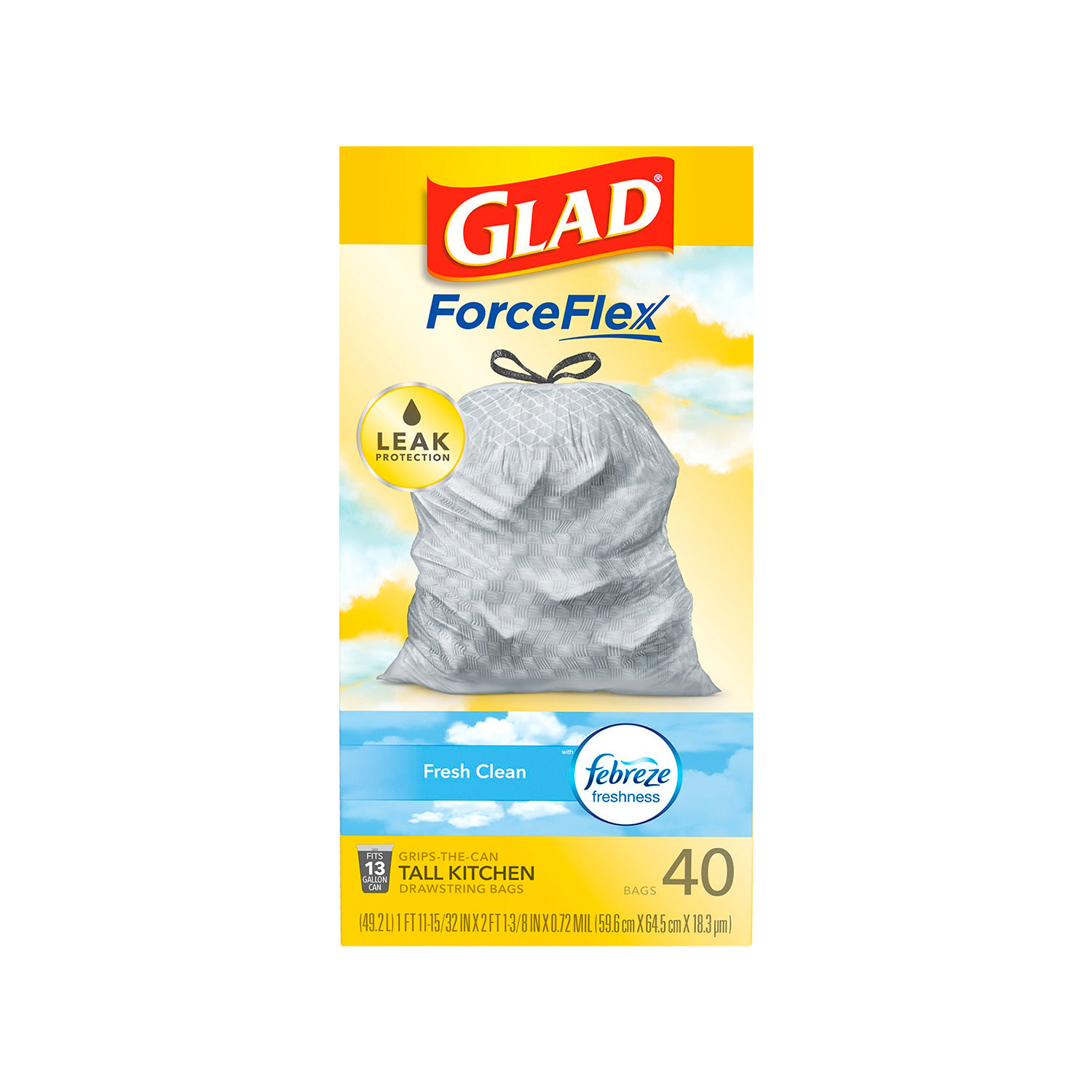 Glad OdorShield Small Drawstring Febreze Beachside Breeze Trash