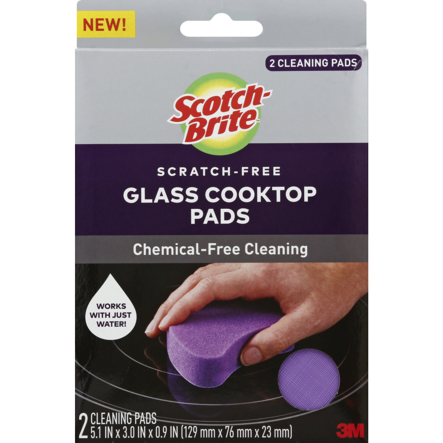 Scotch-Brite Glass Cooktop Wand with Refill Pads, Cleans With Just Water,  Tackle Burnt-On Messes, 1 Wand and 2 Replacement Heads