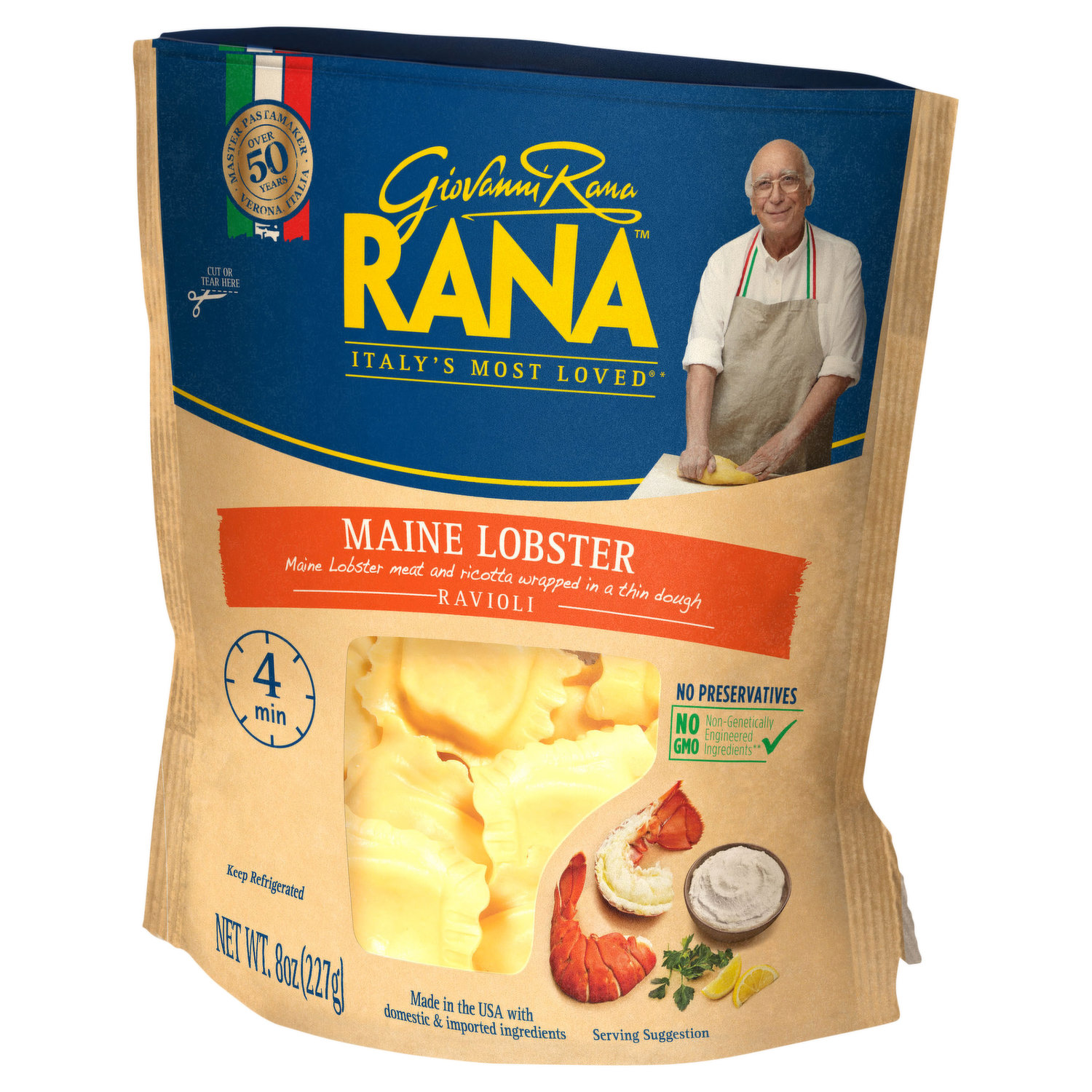 Giovanni Rana Homestyle Ravioli Maine Lobster Premium Filled Italian Pasta  Bag (Share Size, 12oz)