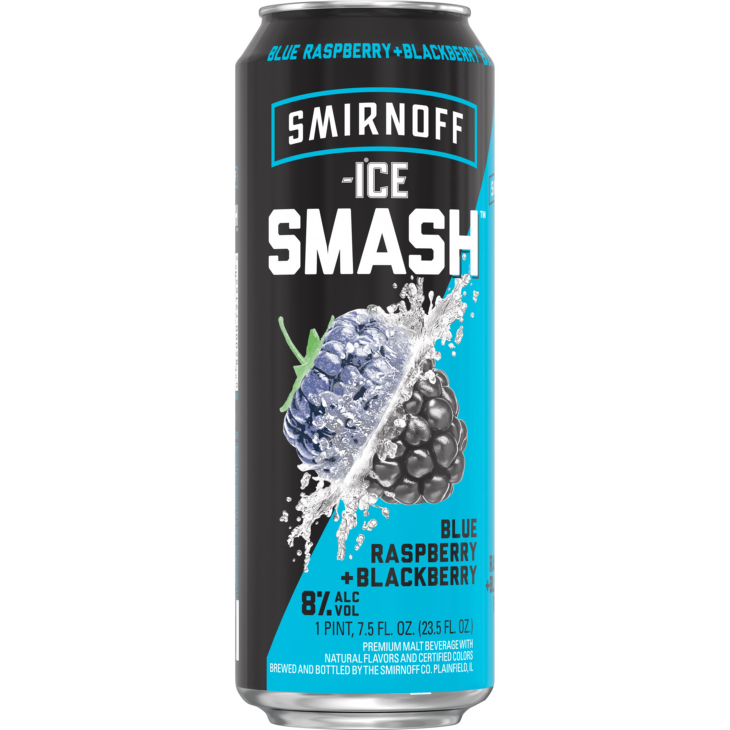 Smirnoff Ice Smash Malt Beverage, Blue Raspberry + Blackberry, 23.5 Ounce