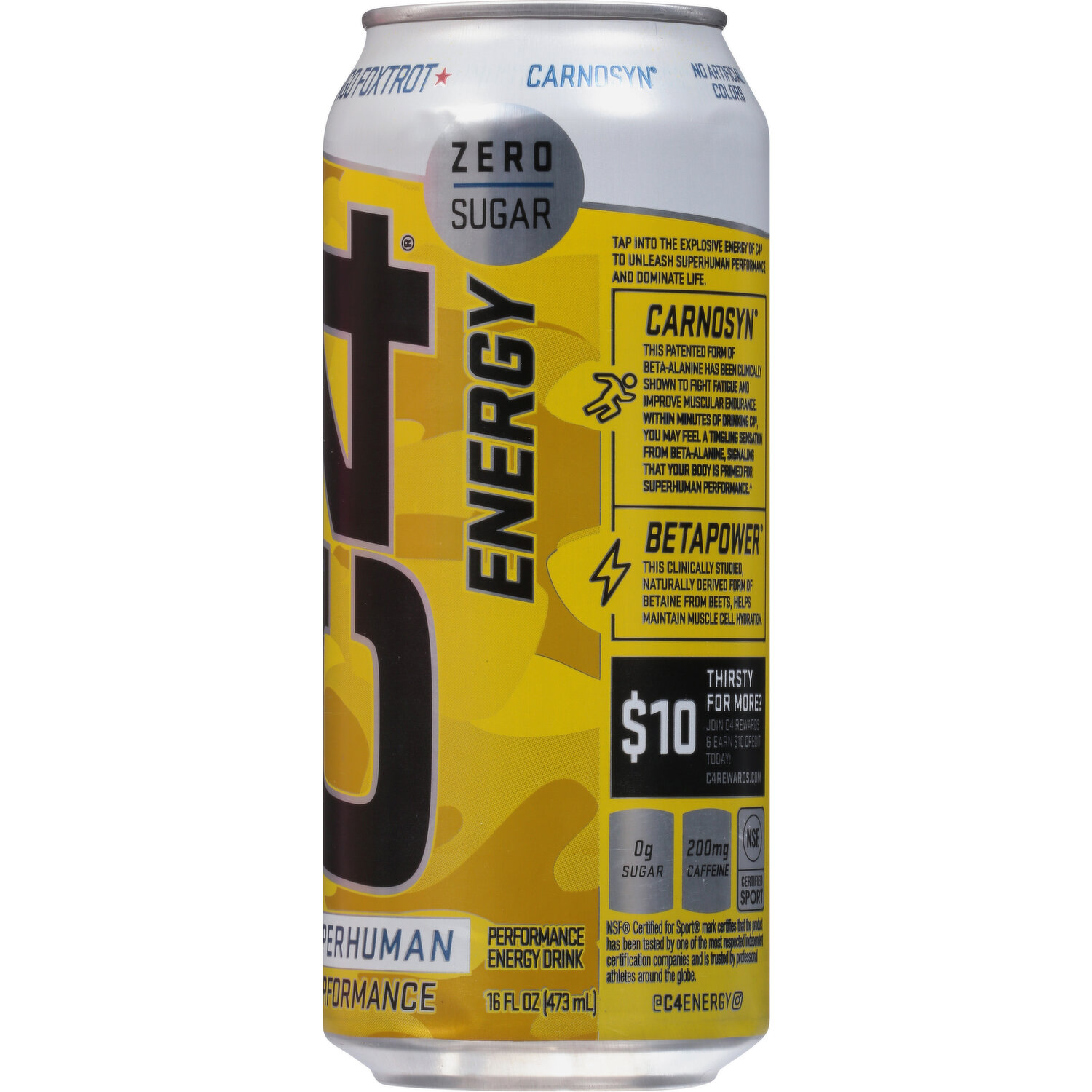  C4 Energy Carbonated Zero Sugar Energy Drink, Pre Workout Drink  + Beta Alanine, Mango Foxtrot, 16 Fluid Ounce Cans (Pack of 12) : Grocery &  Gourmet Food