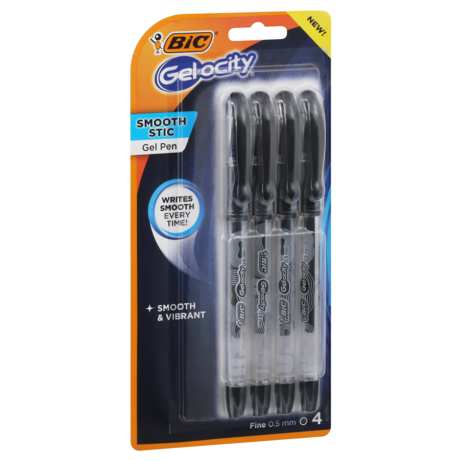 BIC Gelocity Smooth Stic Gel Pens Black 4PK