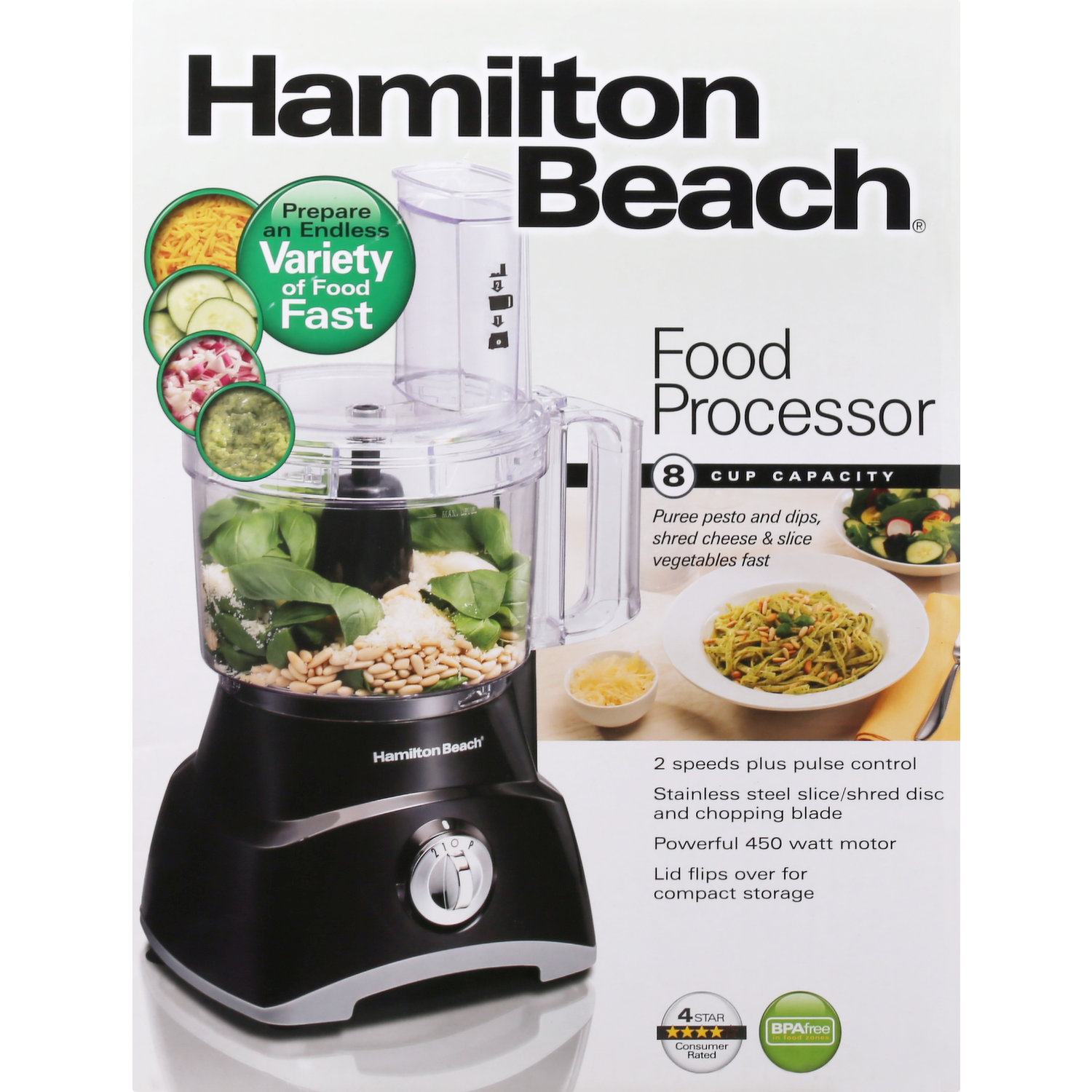 Hamilton Beach Food Processor & Vegetable Chopper, 70740, 8 Cup, Black