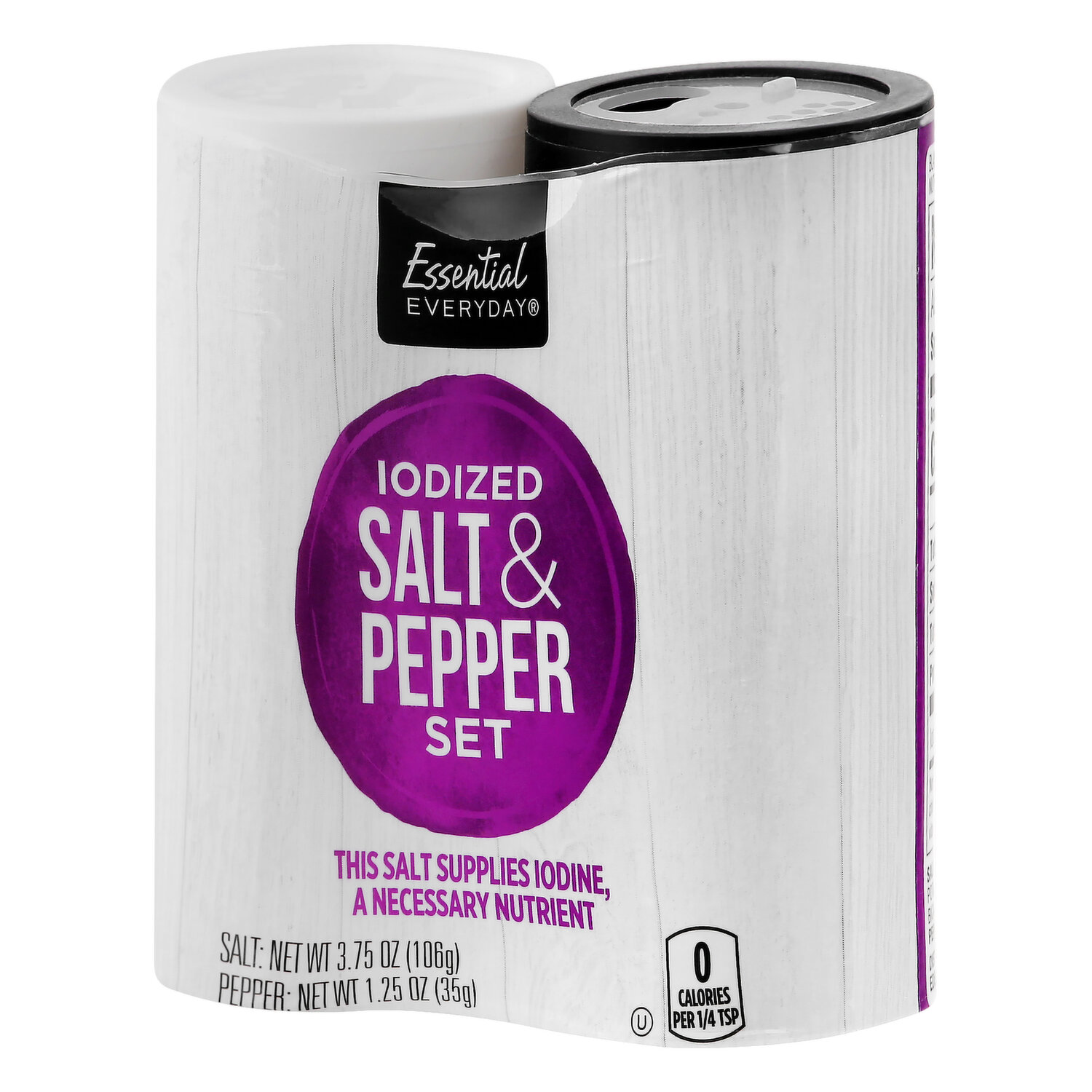 Brand - Salt and Pepper Set, 4 Ounces Salt and 1.25