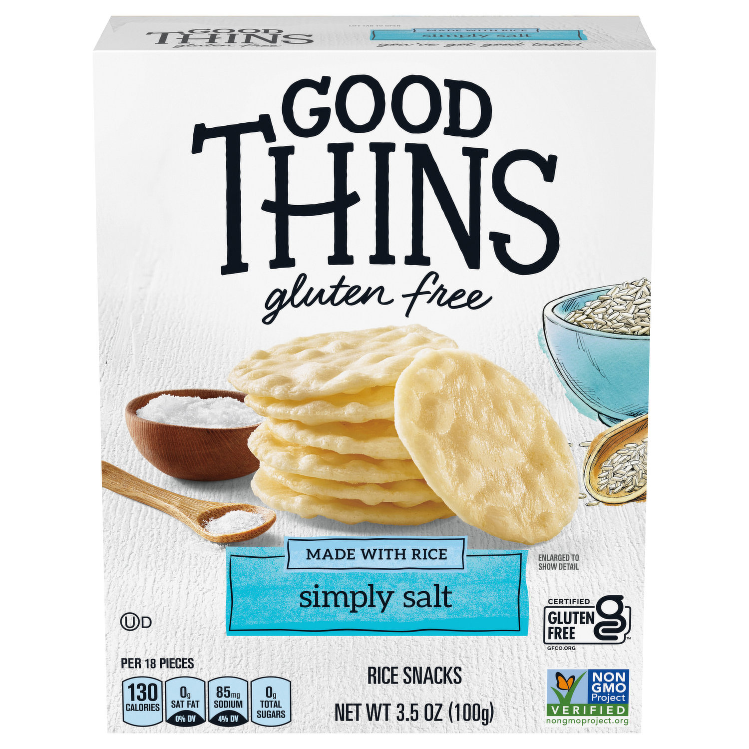 GOOD THINS Simply Salt Rice Snacks Gluten Free Crackers, 3.5 Ounce