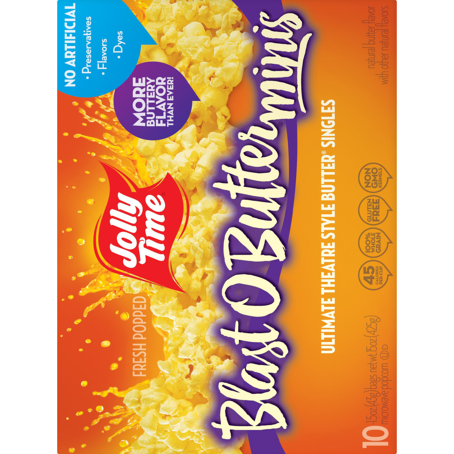 Jolly Time Natural Minis Microwave Popcorn Bags, Single Serving