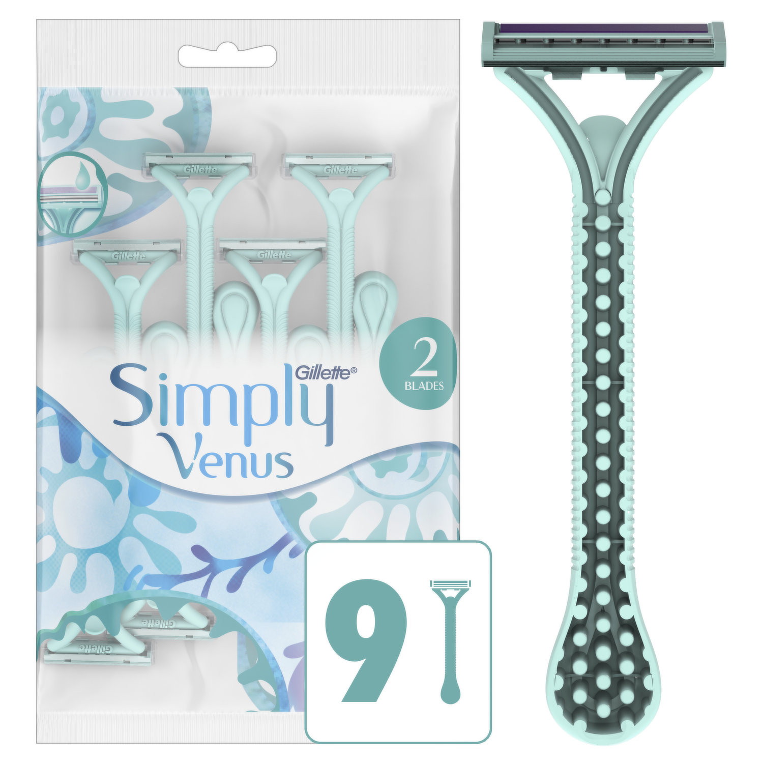 Venus Simply Venus 2 Disposable Razors, 9 Count, 9 Each