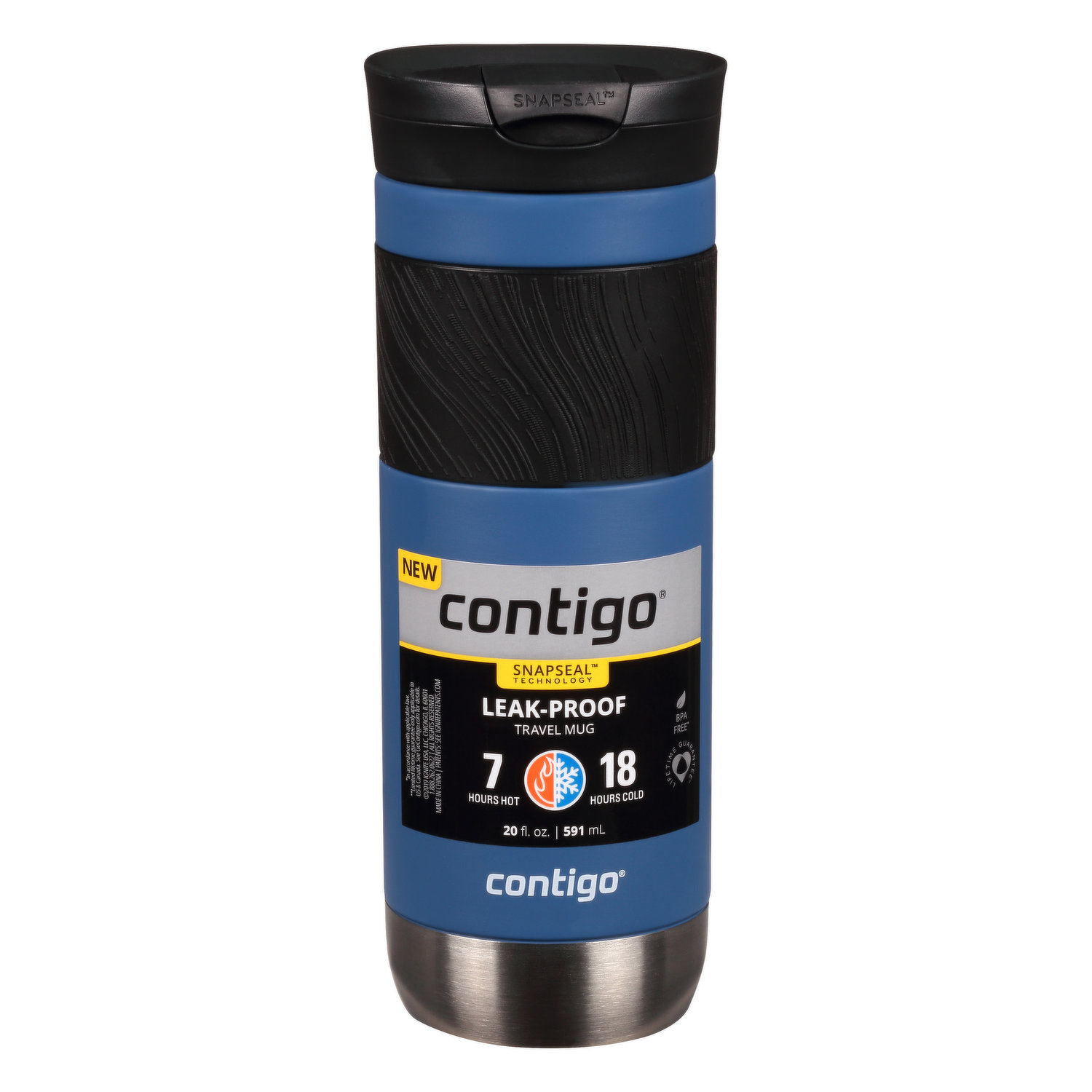 Contigo Byron 2.0 Stainless Steel Travel Mug with SNAPSEAL Lid and Grip  Blue Corn, 20 fl oz. 