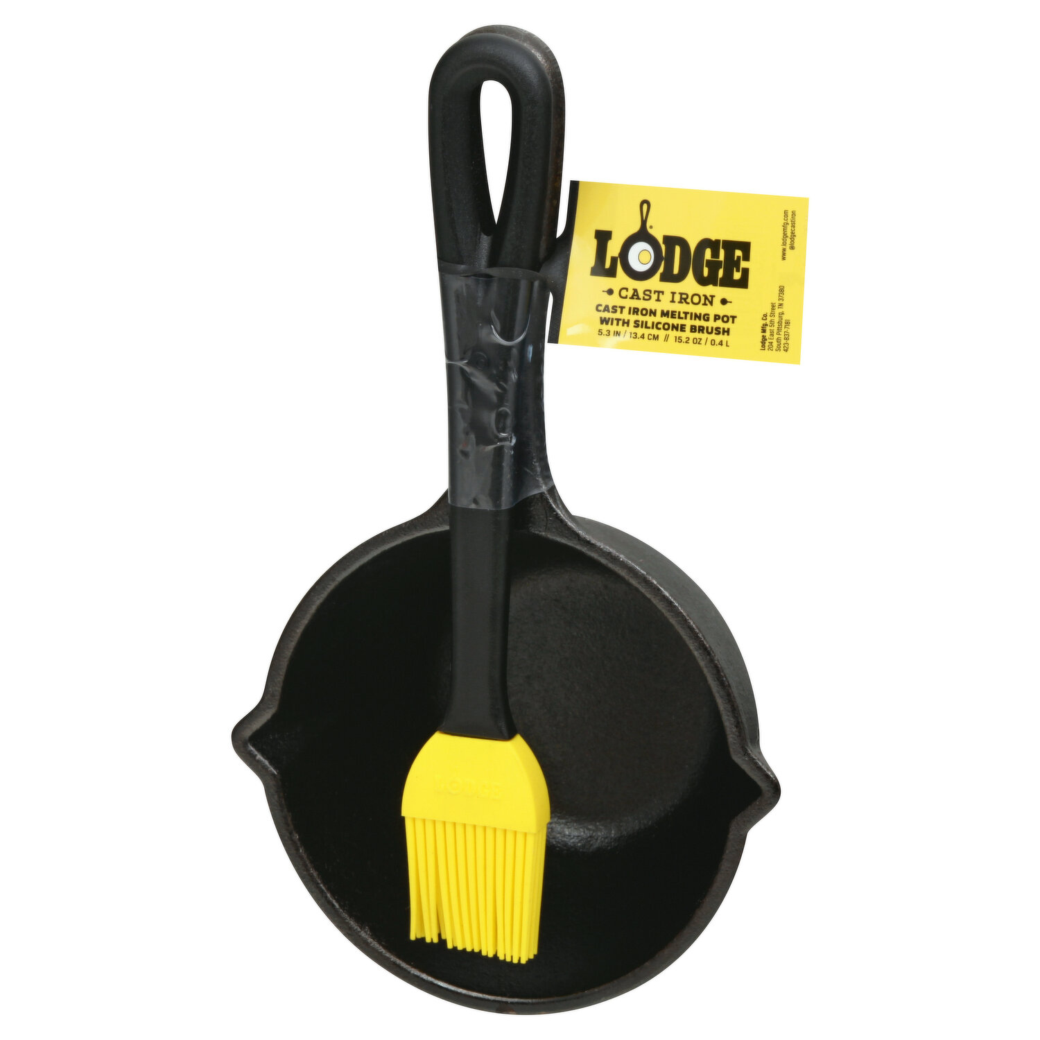 Lodge Cast Iron Silicone Brush Melting Pot, 15.2 oz, Black