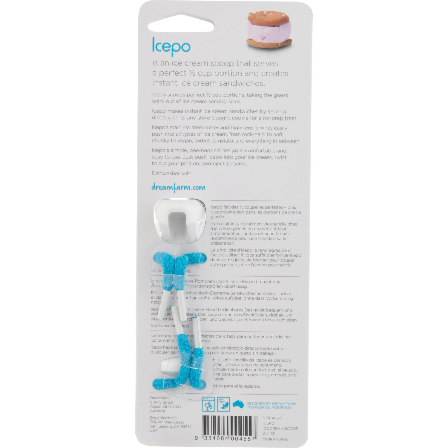 Dreamfarm Icepo - Cylinder Ice Cream Scoop For Ice Cream