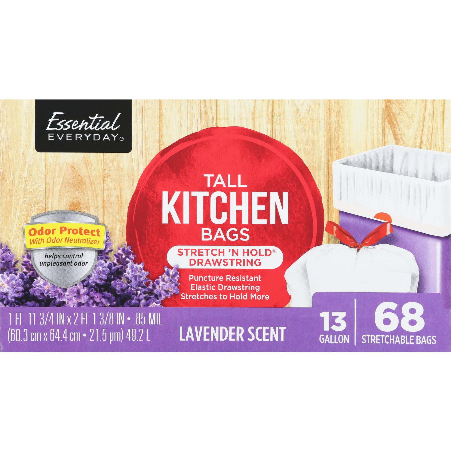 Tall Kitchen Drawstring Trash Bag - 13 Gallon - Lavender Scent