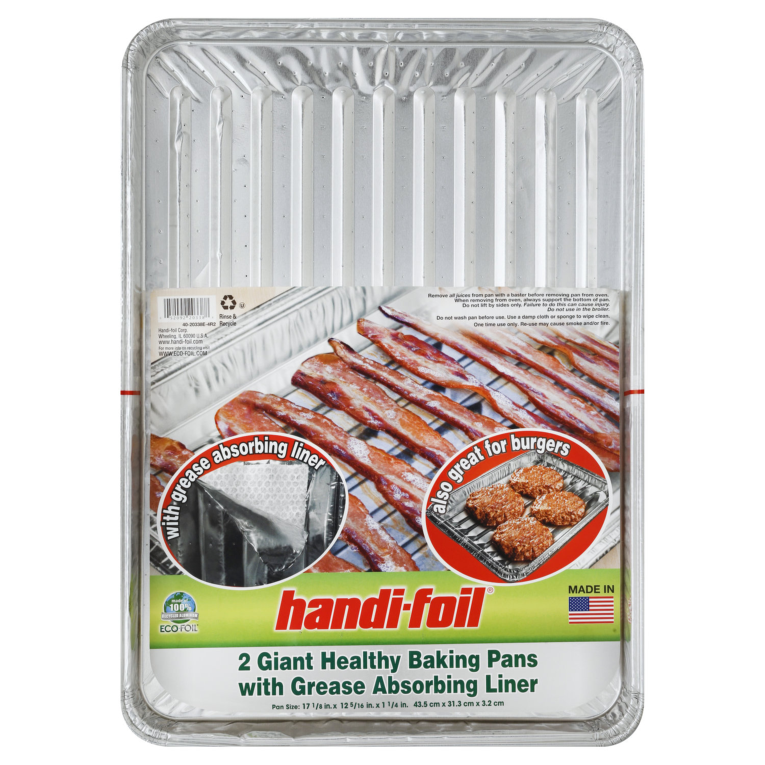Handi-Foil Pans, with Grease Absorbing Liner, Healthy Roaster, Baker