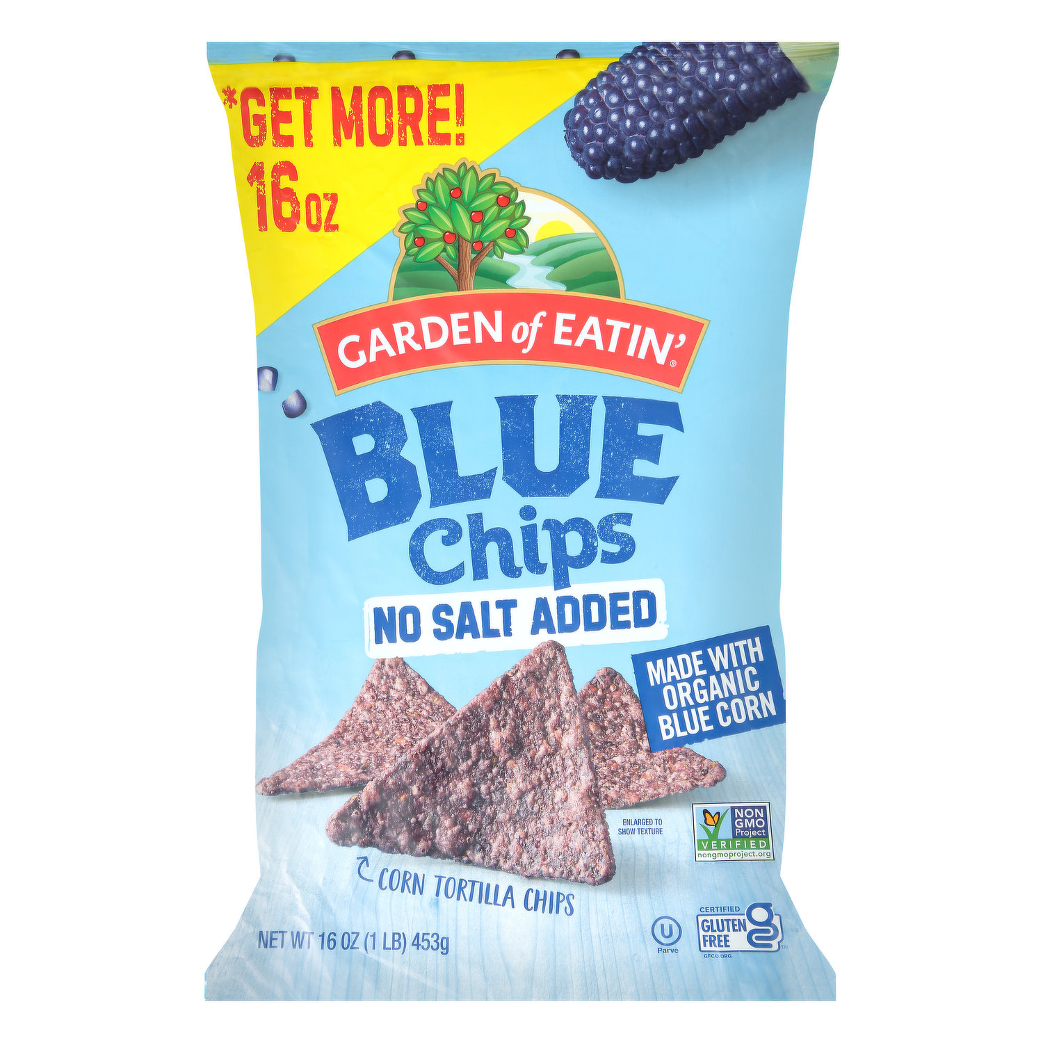 Blue Corn Tortilla Chips No Added Salt - Garden of Eatin