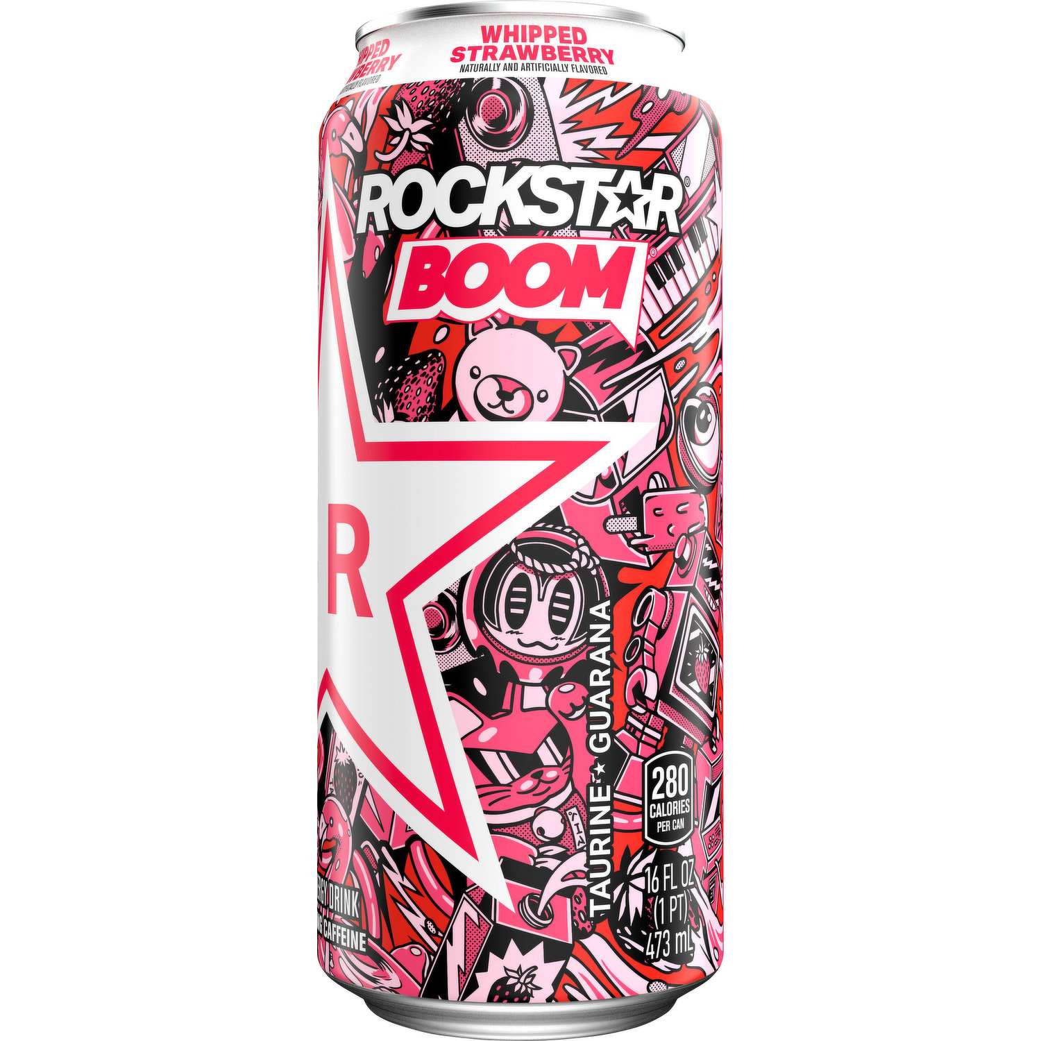 Rockstar Energy Drink, Whipped Strawberry 16 Fl Oz, Energy