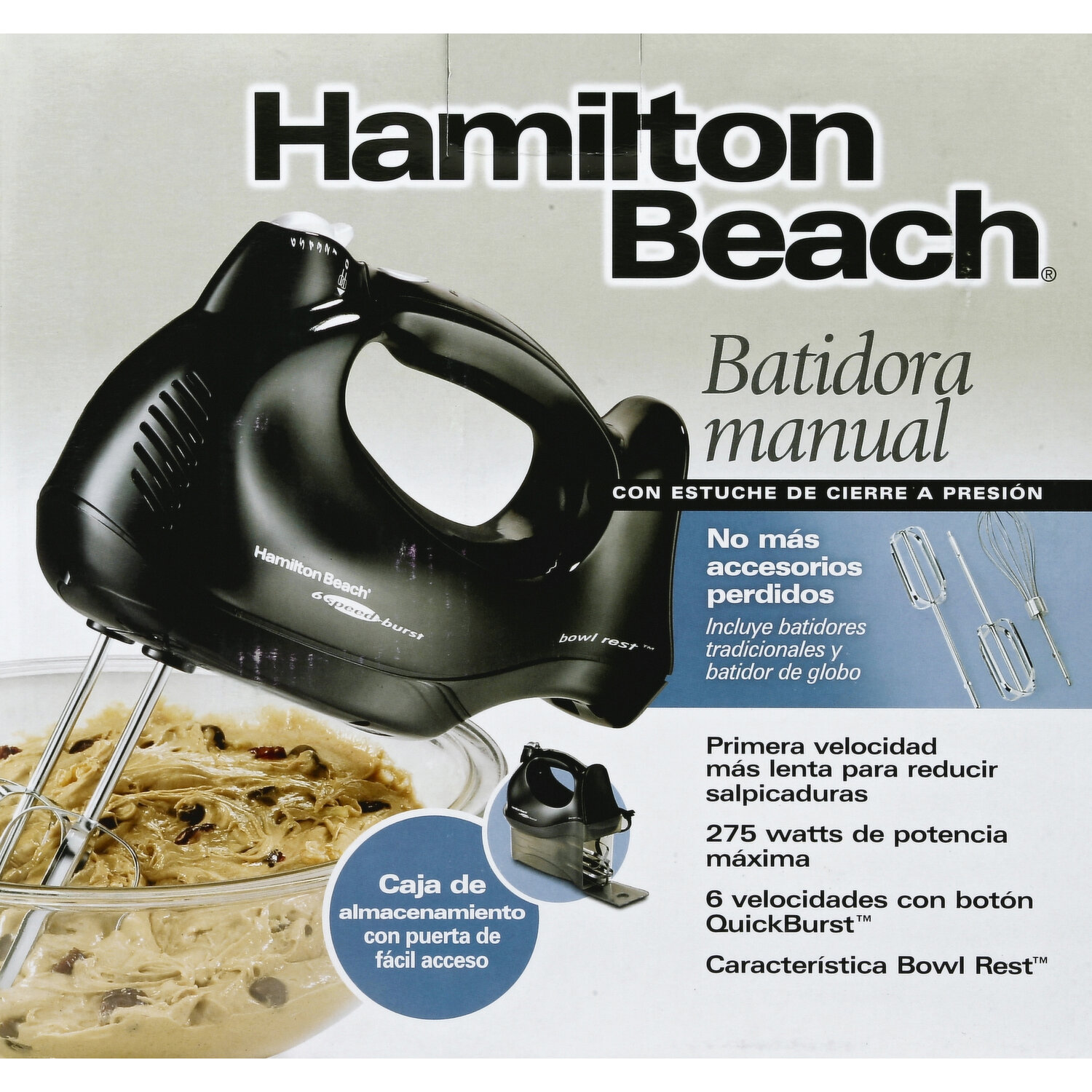 Hamilton Beach 6 Speed Hand Mixer, Quick Burst, Storage Case, New