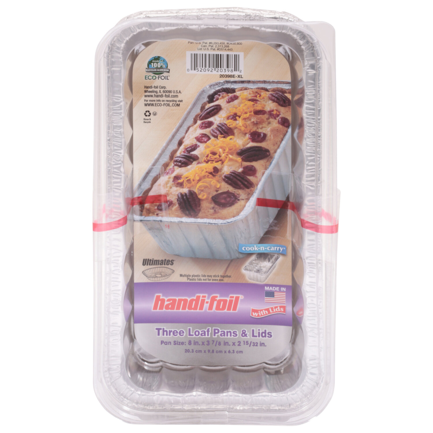 EZ Foil Cake Pans, with Lids, 8 X 8 - 3 pans