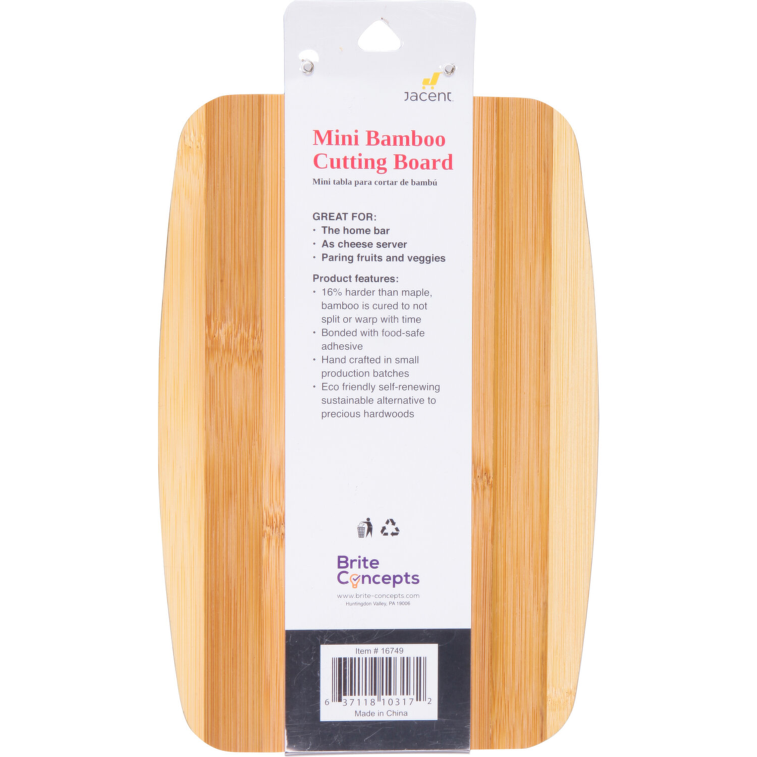 Brite Concepts Mini Bamboo Cutting Board, 6 by 9 Inches (Pack of 1)