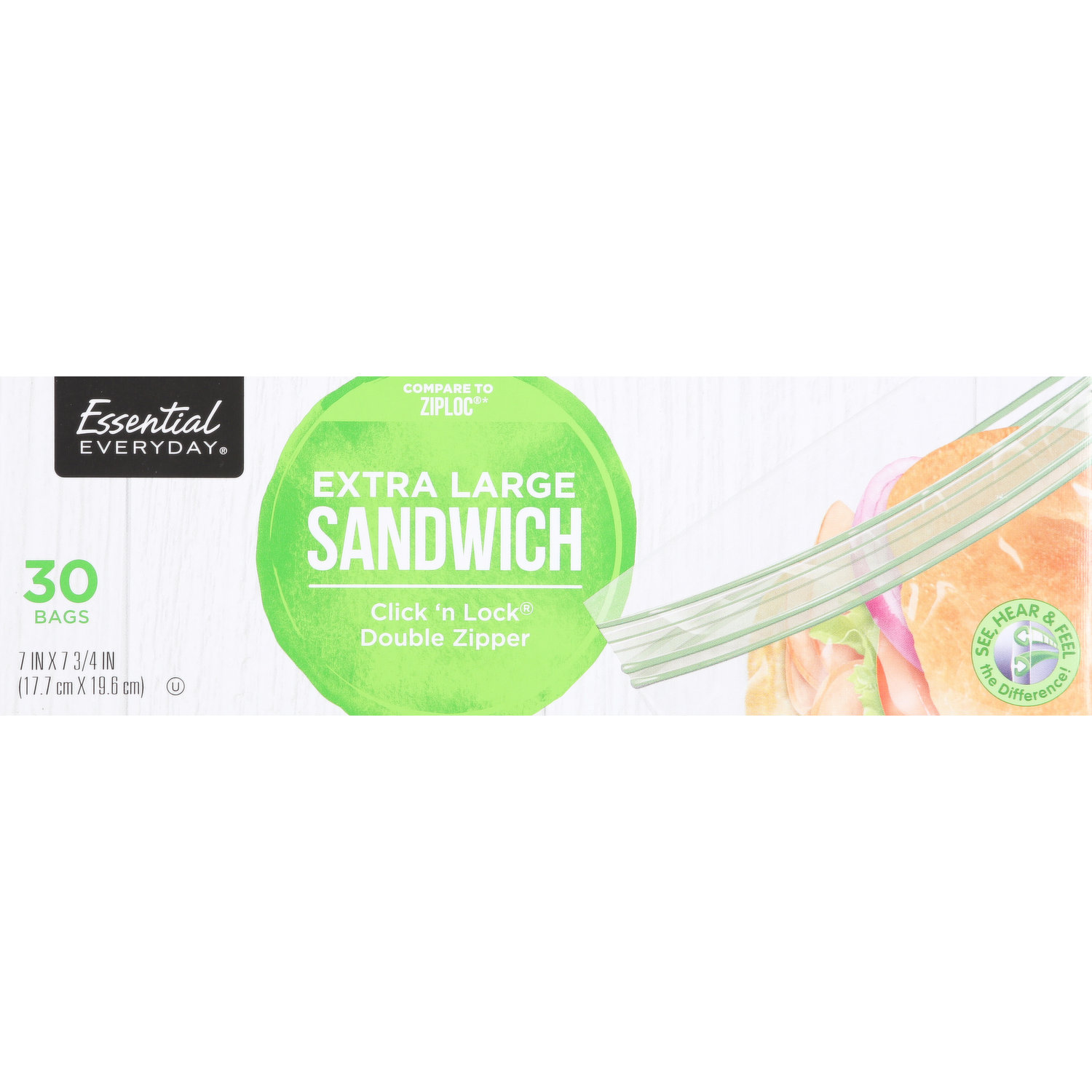 Essential Everyday Extra Large Double Zipper Sandwich Bags, Freezer, Storage  Bags